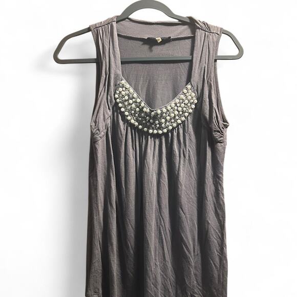 Vintage top Grey with beads y2k juniors Large EUC Lightweight Clubwear - Picture 1 of 5